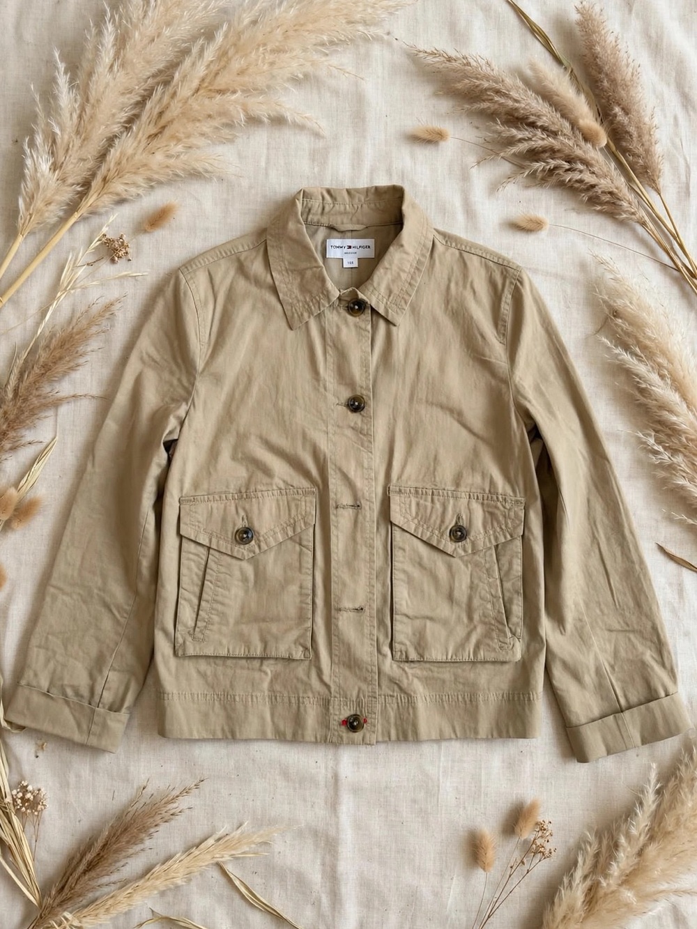 Tommy Hilfiger Khaki Utility Jacket with Flap Pockets